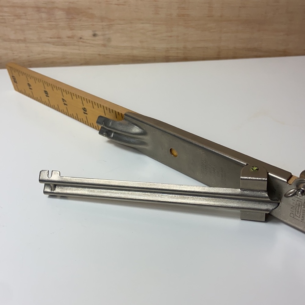 Vintage Silver Metal Multi-Tool with Wood Ruler Accent